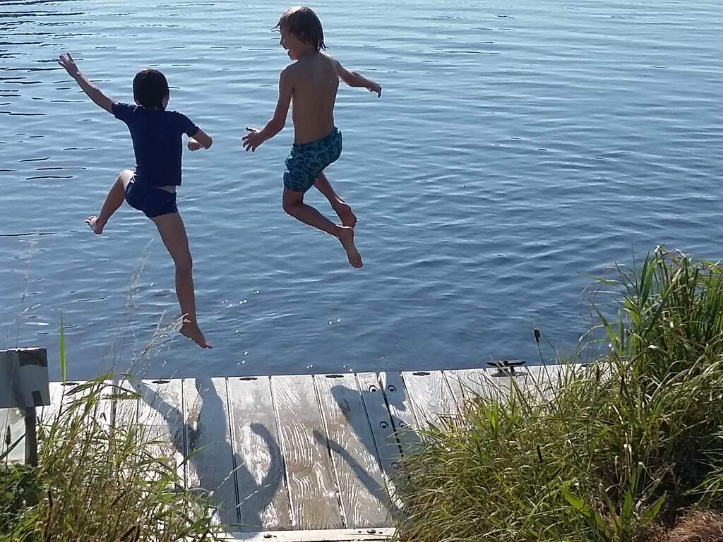 Duik in de Vecht bij Zwolle.