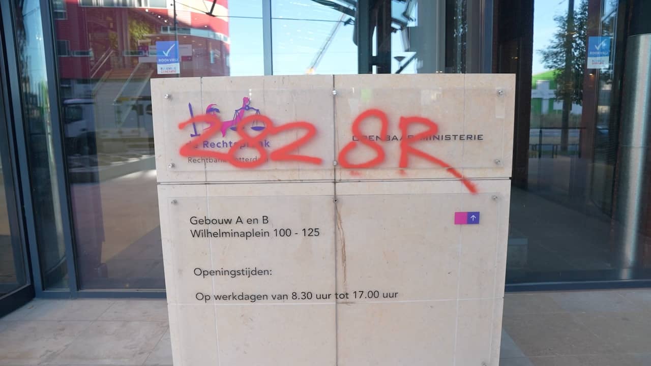 Rechtbank Rotterdam beklad met woord 'pedofielen' in rode verf