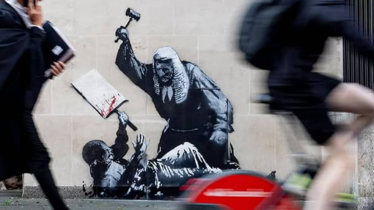 Banksy-muurschildering bij Londense rechtbank al na enkele dagen