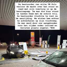 Beschonken bestuurder rijdt benzinepomp omver in Etten-Leur en vlucht weg