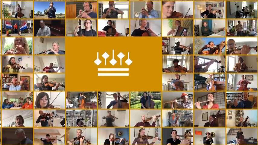 Leden van Concertgebouworkest spelen Wilhelmus vanuit huis