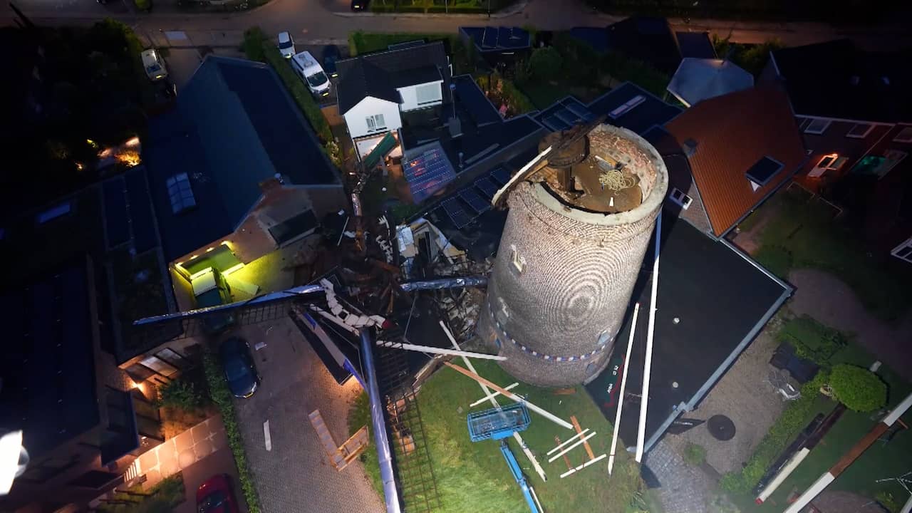 Video | Bewakingscamera filmt instorting molen in Veldhoven door noodweer