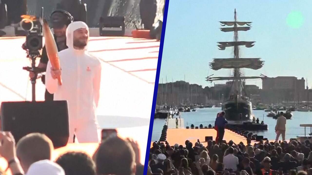 Olympische vlam per zeilschip aangekomen in Frankrijk | NU.nl