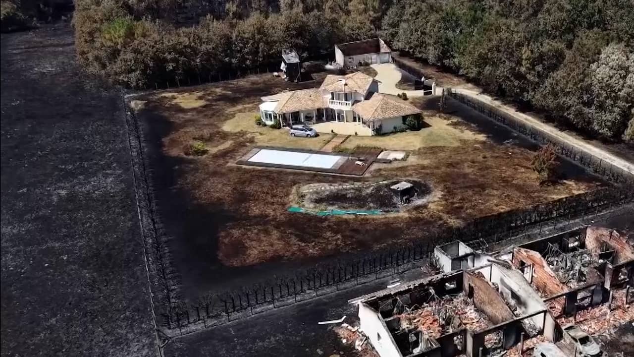 Dronebeelden tonen verkoold dorp na natuurbrand in Frankrijk