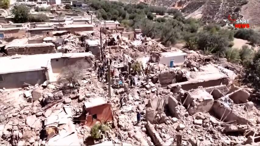 Dronebeelden tonen gigantische ravage na aardbeving in Marokko