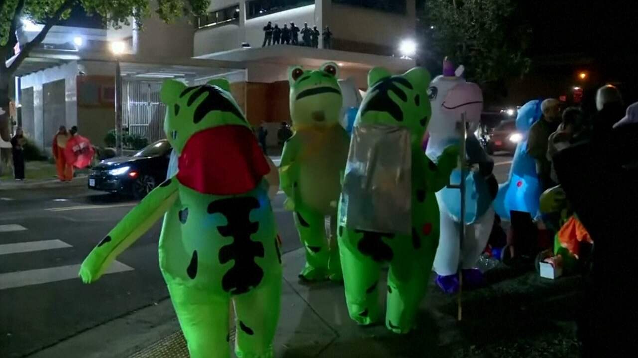 Video | Kikkers, eenhoorns en olifanten bij protest tegen ICE in Portland