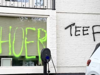 Huizen en auto's van voorstanders azc in Engelen beklad