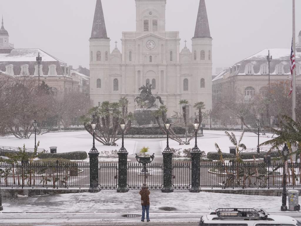 Zeldzame winterstorm in zuiden VS, eerste sneeuw in New Orleans sinds 2009