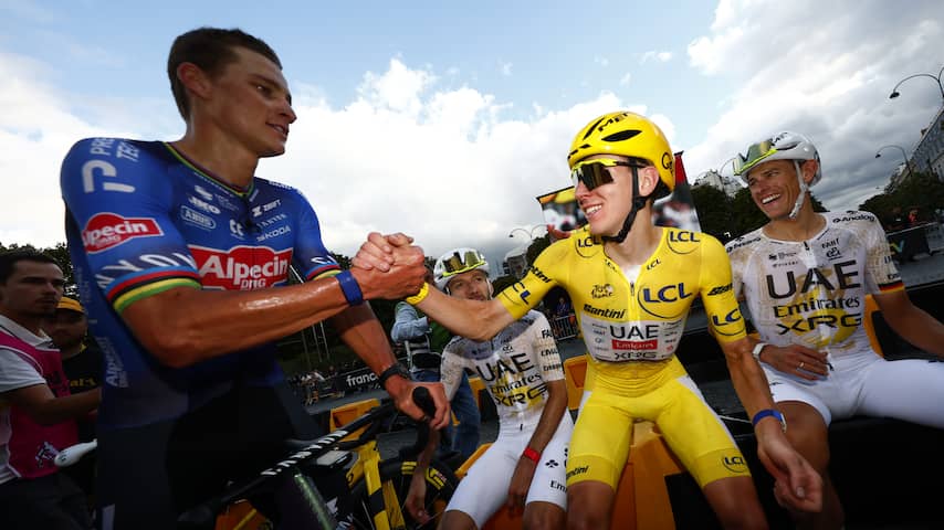 Spektakel in slotrit Tour: zege Van der Poel na aanval met recordwinnaar Pogacar