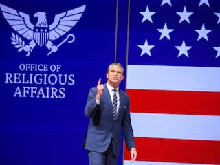 Pete Hegseth tijdens State of the Force
