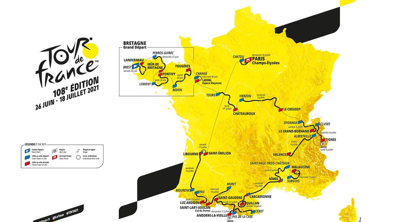Het etappeschema van de Tour de France van 2021 | Tour de France | NU.nl