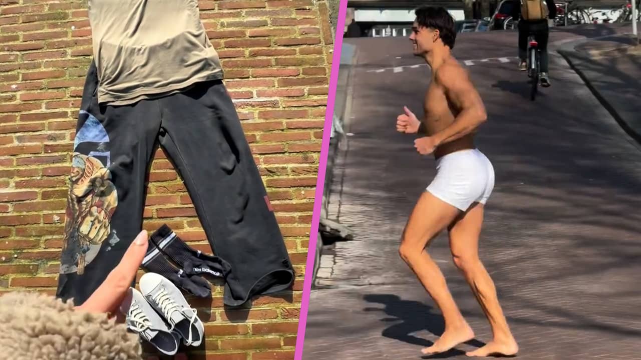 Video | Anna Nooshin filmt hoe Thijs Boermans in onderbroek door Amsterdam rent