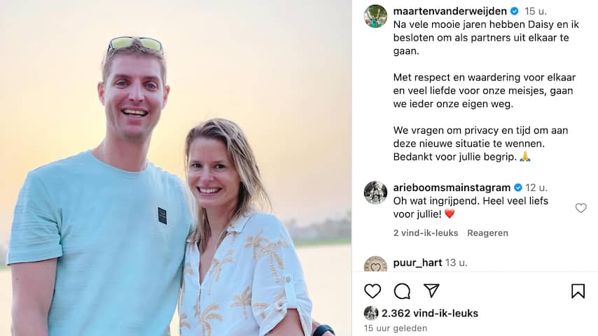 Maarten van der Weijden en vrouw Daisy uit elkaar: 'Ieder onze eigen weg' | Achterklap | NU.nl