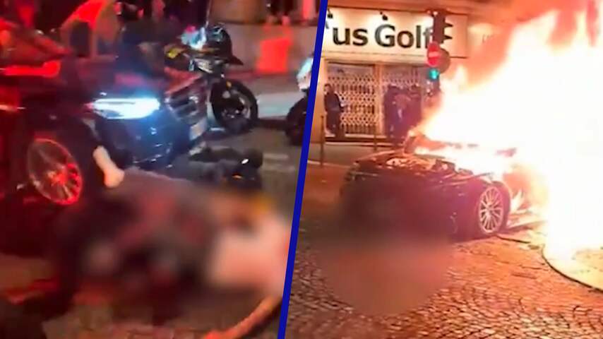 Auto rijdt in op voetbalfans tijdens ongeregeldheden in Parijs