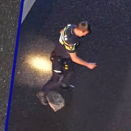 Video | Politie verwijdert levensgevaarlijke betonblokken van A1