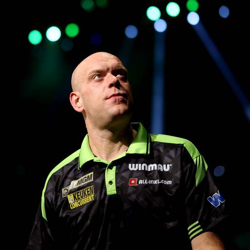 Illustratie bij: Titelhouder Van Gerwen mist zes matchdarts en is uitgeschakeld in Amsterdam