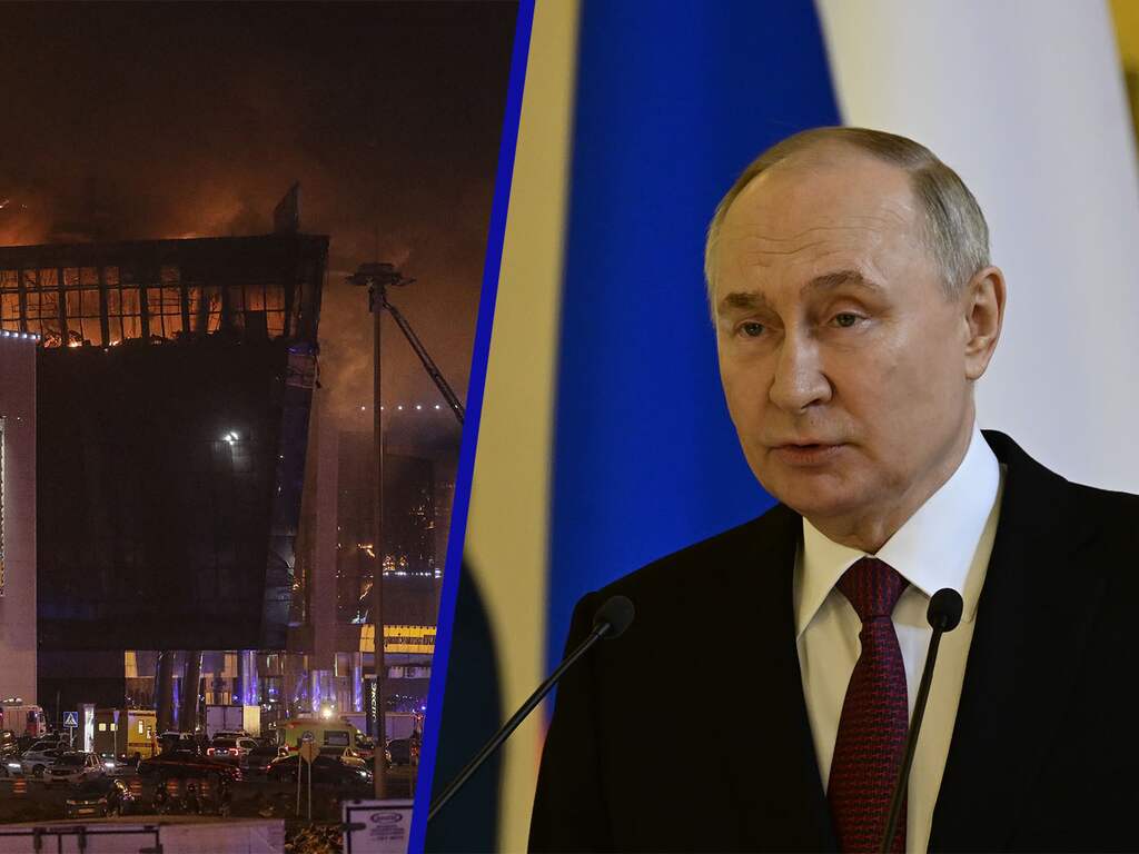 Poetin spreekt volk toe na aanslag: 'Barbaarse, terroristische daad'