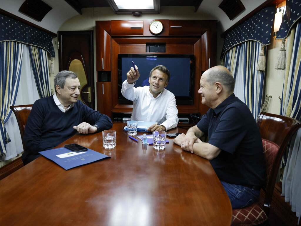 Duitse, Franse en Italiaanse leiders in Oekraïne voor gesprek met Zelensky