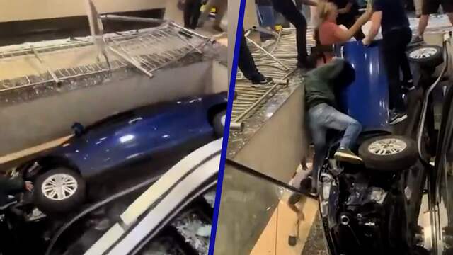 Auto rijdt roltrap op in winkelcentrum in Paraguay