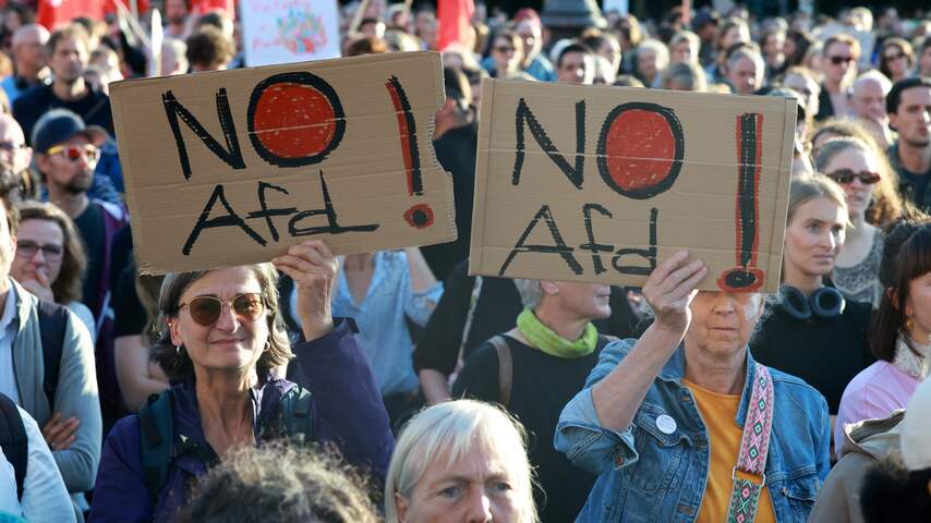 Foto bij Duizenden Duitsers protesteren tegen AfD na grote verkiezingsoverwinning