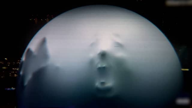 Horrorscènes op Sphere-gebouw in Las Vegas vanwege Halloween