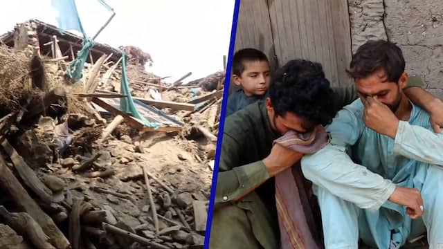 Gebouwen in puin na zware aardbeving in Afghanistan
