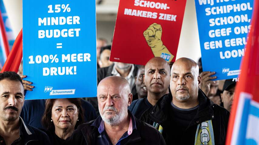Schoonmakers staken voor tweede dag, Schiphol en stations merken nog weinig