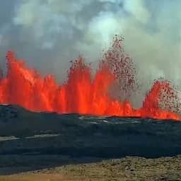 Video | Spectaculaire dronebeelden tonen nieuwe vulkaanuitbarsting in IJsland
