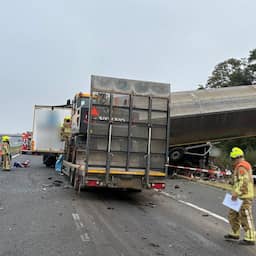 Dode en gewonde door ongeluk met vier vrachtwagens op A73, snelweg dicht