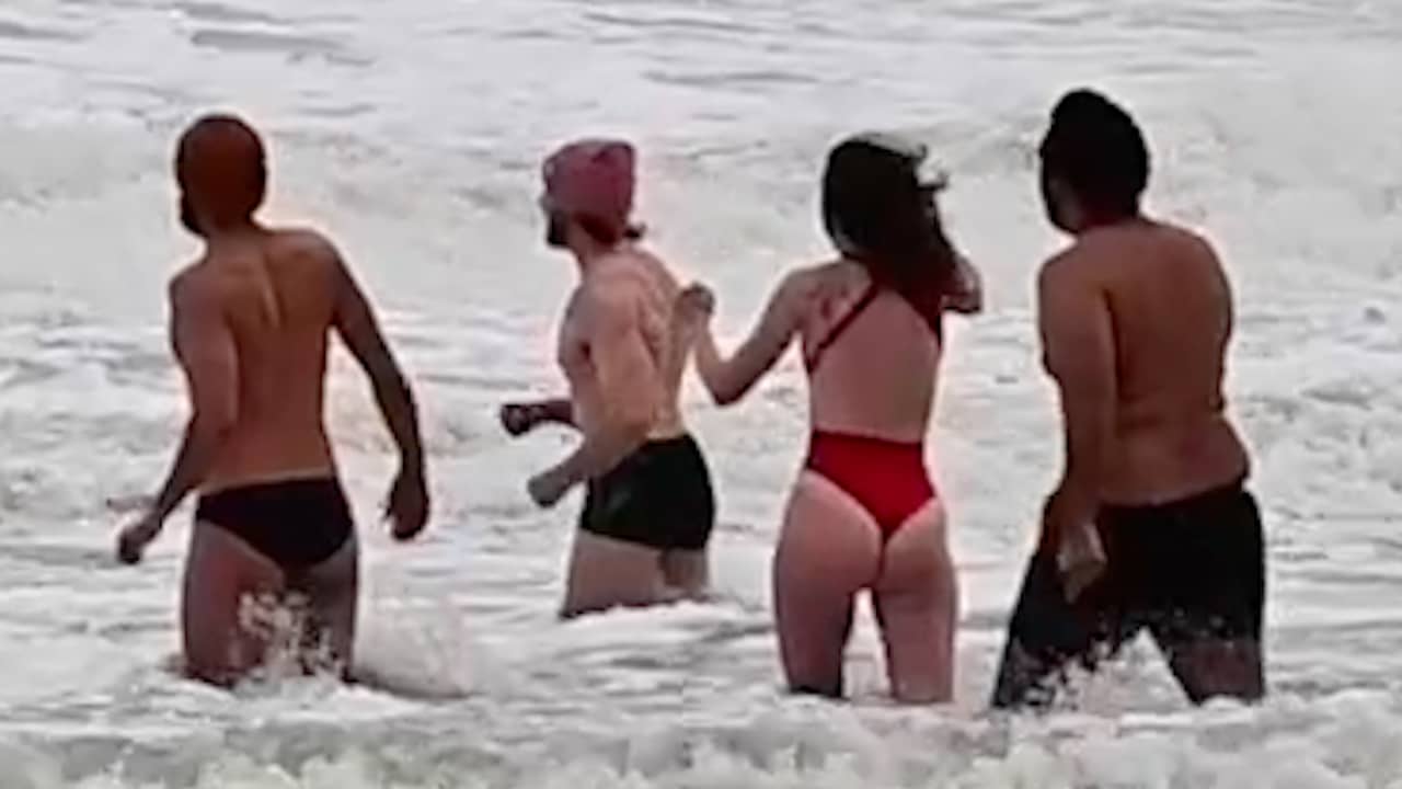 Video | Durfallen duiken zee in ondanks afgelaste nieuwjaarsduik