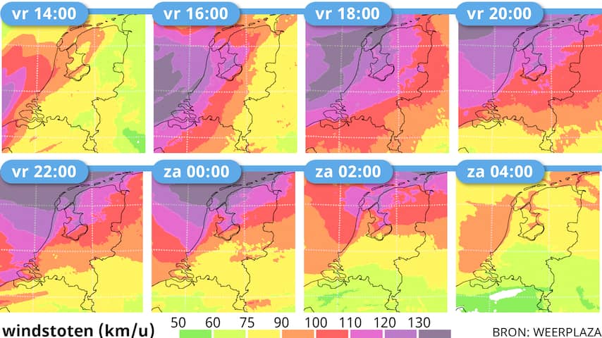 Hoe laat is de storm bij jou op z'n hoogtepunt? Bekijk het hier | Storm
