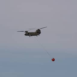 Video | Chinook vliegt af en aan met water om bosbrand in Limburg te blussen