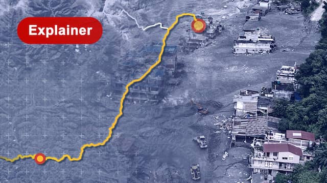 Dit is het destructieve pad van de modderstroom in Nepal