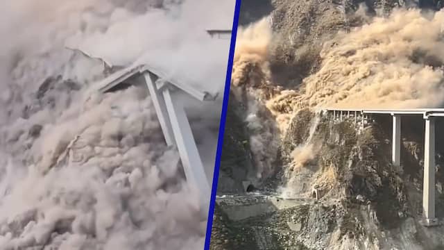 Man filmt hoe Chinese brug maanden na opening instort