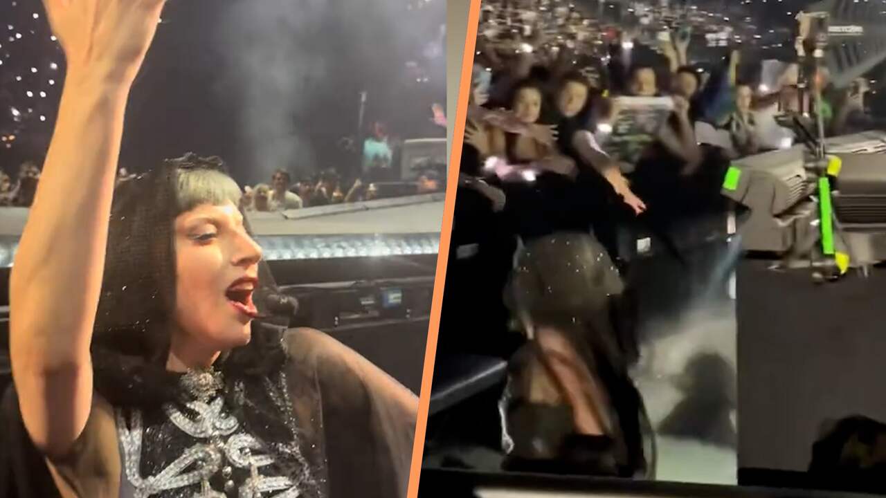 Lady Gaga valt bij optreden in Las Vegas en cameraman gaat ook bijna