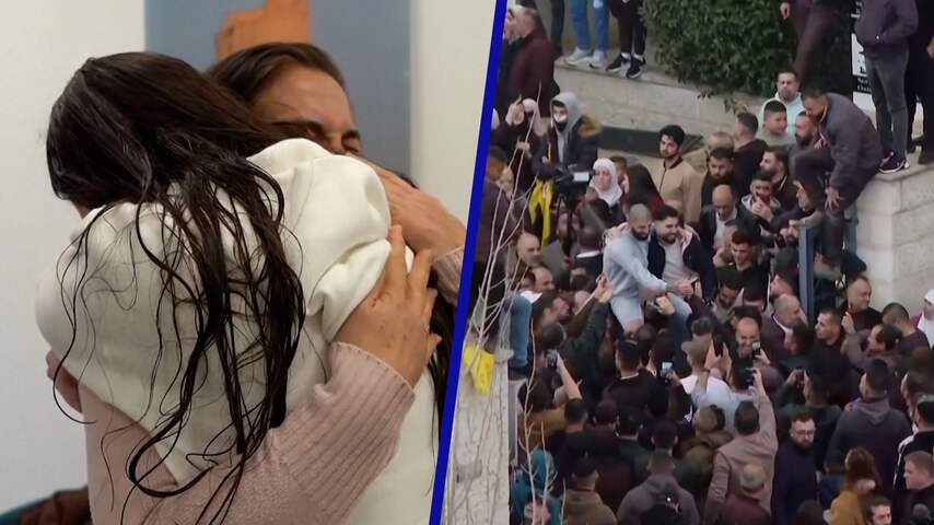 Vrijgelaten Israëliërs omarmen familie, ook feest in Ramallah