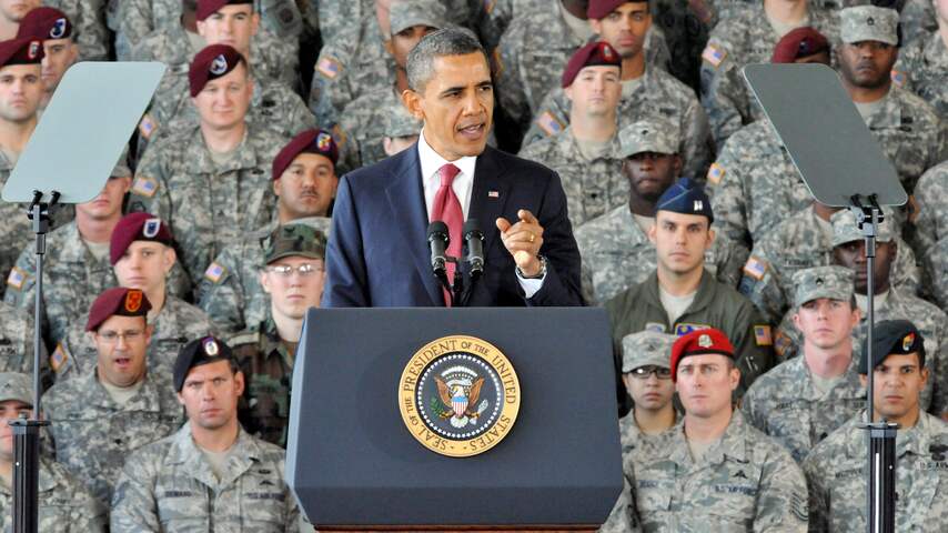 Barack Obama spreekt militairen toe