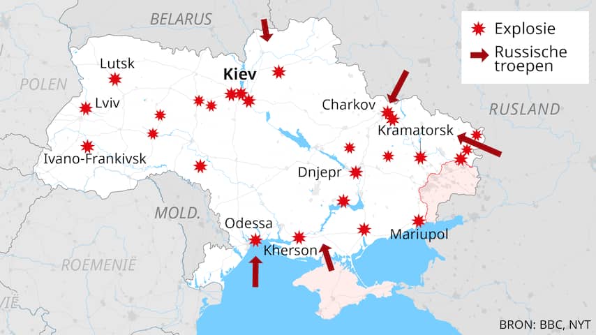 Rusland valt Oekraïne aan, oorlog breekt uit | Oorlog in Oekraïne | NU.nl