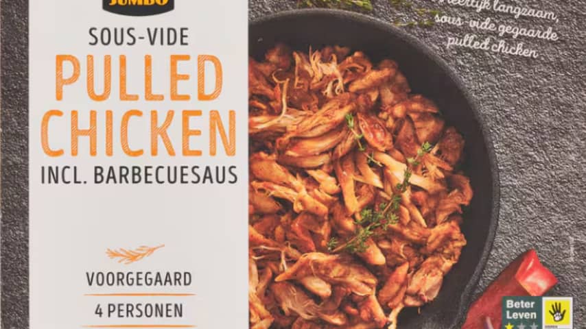 Jumbo roept pulled chicken terug omdat die mogelijk rauwe kip bevat