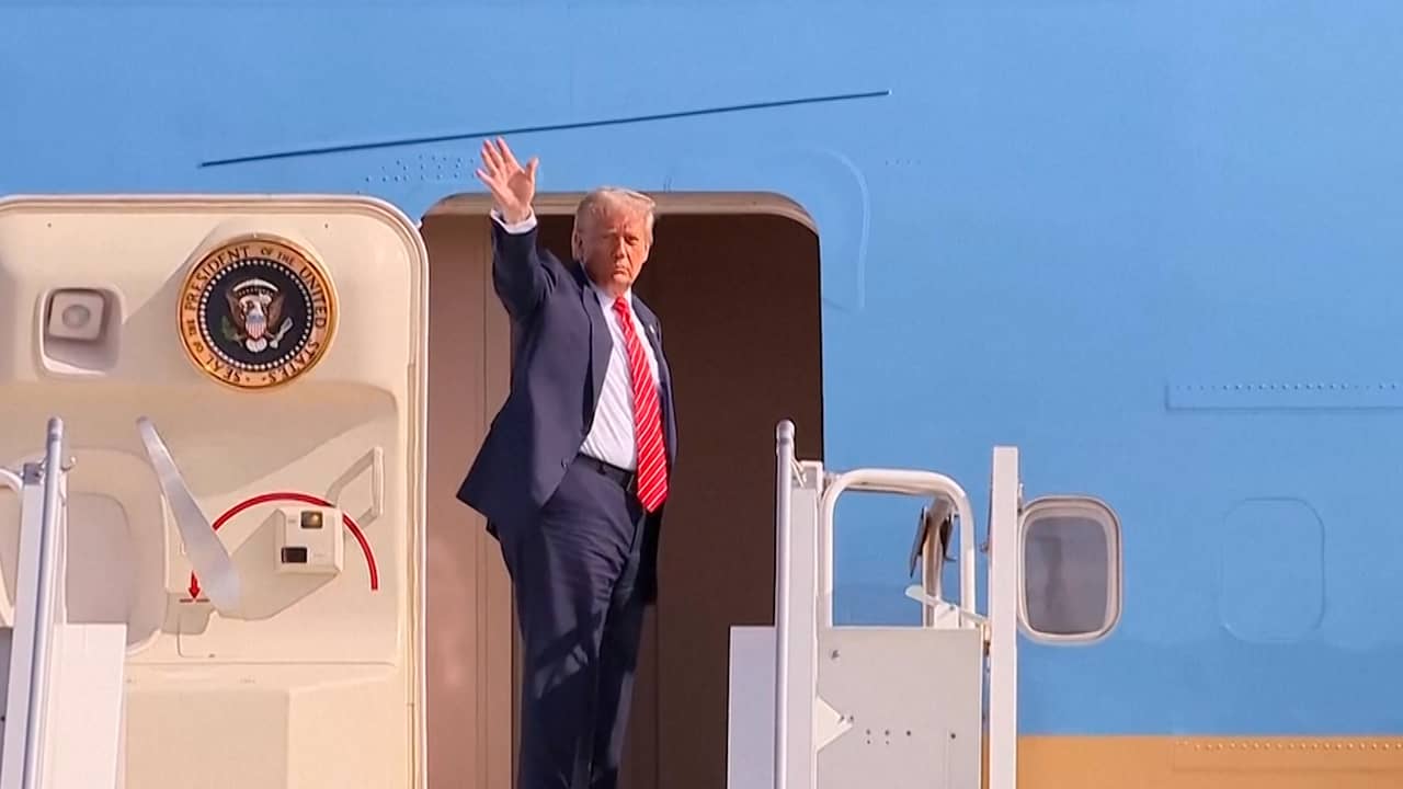 Trump zwaait nog één keer en vertrekt met Air Force One uit Nederland