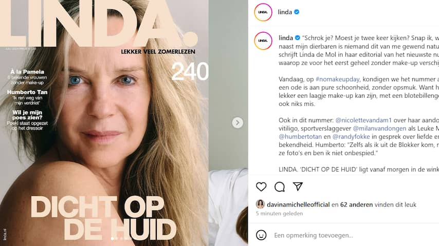 Linda de Mol staat zonder make-up op cover eigen blad: 'Schrok je