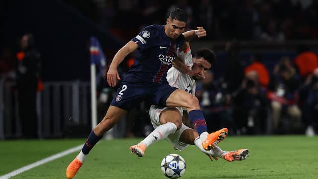 Bayern-speler Díaz krijgt rode kaart voor smerige overtreding op Hakimi