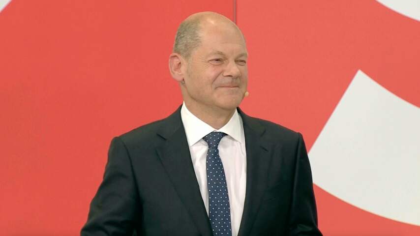 Olaf Scholz (SPD) reageert op prognose Duitse verkiezingen