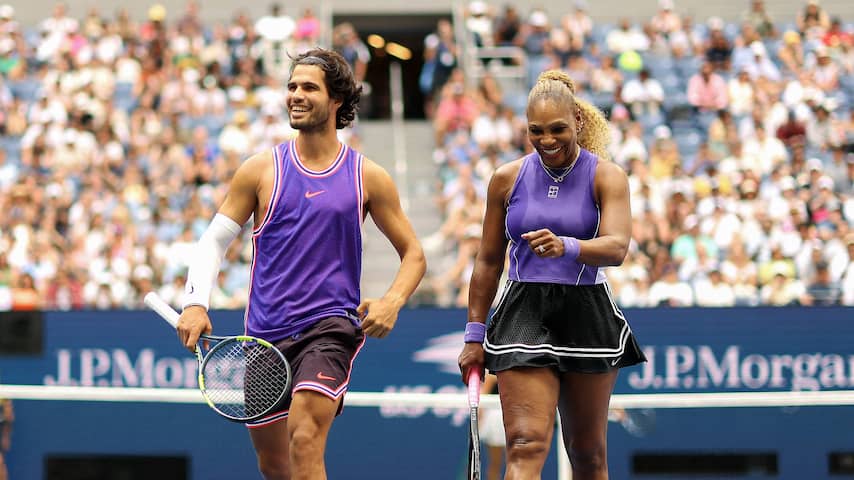 Serena Williams en Alcaraz openen met zege in gemengd dubbelspel US Open