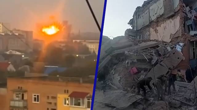 Video | Inslag gefilmd bij dodelijke Russische aanvallen in Oekraïne