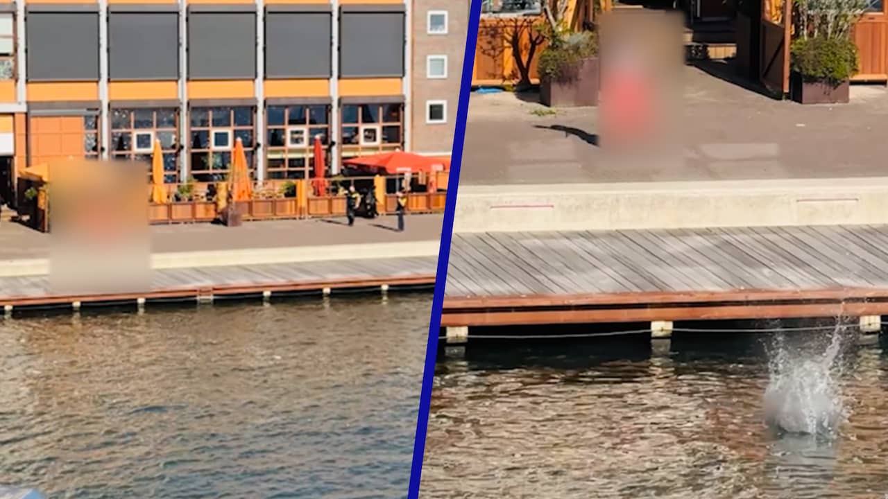Foto bij Video | Nieuwe beelden tonen hoe verdachte pistool in water gooit in Amsterdam