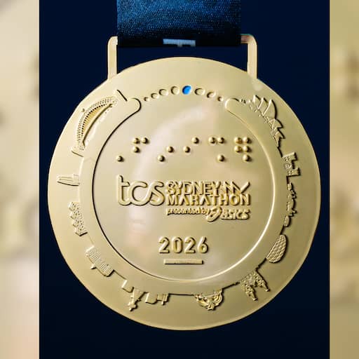 Medaille van marathon Sydney beeldt verkeerd stadion af