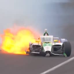 Video | Vlammen slaan uit auto Braziliaanse coureur bij crash in Indy 500