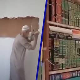 Video | Syrische man breekt muur af om verborgen boeken te vinden