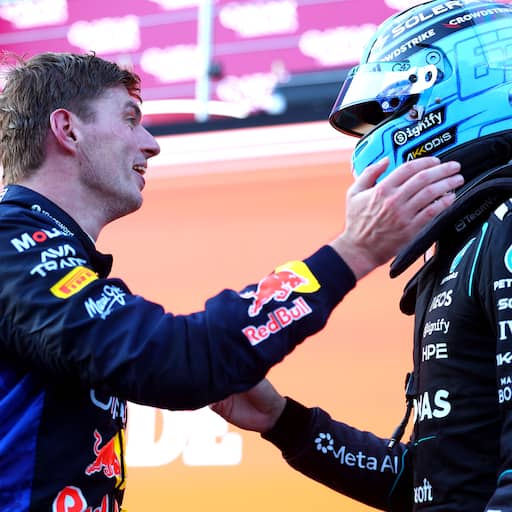 Illustratie bij: Verstappen genoot van gevecht met Russell: 'Laatste ronden waren erg leuk'